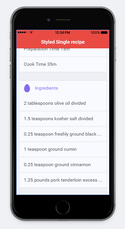 styled recipe screen